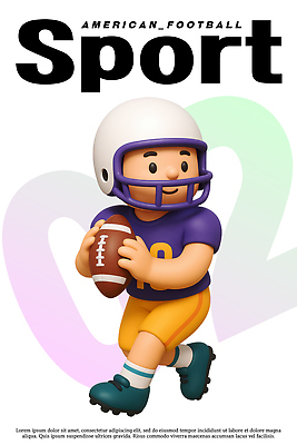 PSD 편집이미지 캐릭터 어린이 스포츠 유니폼 공 협력 경기 달리기 운동 미식축구 헬멧 즐거움 활기 애니메이션 이미지편집 편집3D 옷 감정 컨셉 모션 건강 사람 3D 구기 보호장비 파일형식