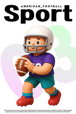 PSD 편집이미지 캐릭터 디자인 어린이 스포츠 공 모션 놀이 그래픽 컬러풀 운동 미식축구 에너지 던지기 헬멧 만화 이미지편집 편집3D 컬러 건강 사람 3D 구기 보호장비 파일형식