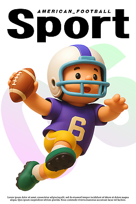 PSD 편집이미지 캐릭터 어린이 스포츠 유니폼 공 놀이 협력 달리기 운동 미식축구 경기장 집중 연습 애니메이션 액션 이미지편집 편집3D 옷 컨셉 스포츠시설 모션 건강 사람 3D 구기 파일형식