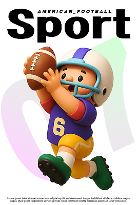 PSD 편집이미지 캐릭터 어린이 공 모션 운동선수 운동 미식축구 헬멧 즐거움 역동적 참여 액티비티 이미지편집 편집3D 감정 스포츠 컨셉 건강 사람 3D 구기 보호장비 파일형식