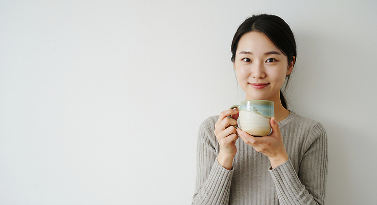 JPG 편집이미지 여자 행복 음료 포즈 휴식 실내 미소 일상 평화 카메라 편안함 따뜻한음료 의료성형뷰티 편집실사 AI인물포토 AI콘텐츠 감정 컨셉 표정 사람 내부 라이프 전자제품 감각 CG 파일형식 AI포토