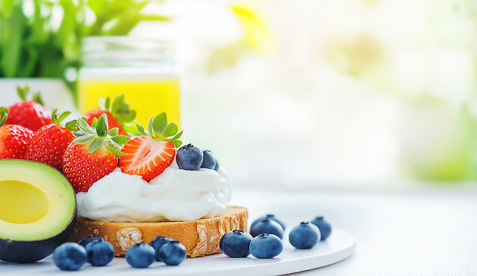 JPG 편집이미지 과일 자연 아침 건강 식사 신선 브런치 토스트 상큼 베리 요거트 아보카도 홈메이드 편집실사 AI포토 AI콘텐츠 주간 빵 유제품 CG 생태계 만들기 파일형식