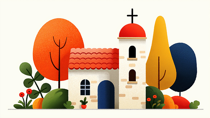 JPG 나무 디자인 외관 공원 크리스마스 일러스트 자연 풍경 건물 교회 정원 고요 산책 가을 오브젝트 조경 뷰티풀 색감 아기자기 국내일러스트 AI일러스트 AI콘텐츠 식물 건축물 계절 공공시설 기념일 컨셉 종교건축 휴식 생태계 파일형식