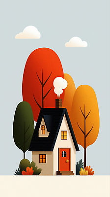 JPG 나무 디자인 사계절 예술 컬러 일러스트 가정 자연 주택 따뜻함 미소 풍경 생활 환경 가을 연기 숲 편안함 그림 조화 국내일러스트 AI일러스트 AI콘텐츠 식물 계절 표정 건물 감각 생태계 파일형식