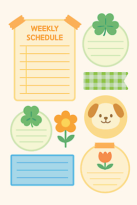 디자인 꽃 생활용품 일러스트 문구용품 아이디어 일상 그래픽 장식 필기구 사무 개 클로버 계획 정리 조화 색감 활용 국내일러스트 AI파일 식물 컨셉 포유류 라이프 업무 오브젝트 파일형식 벡터