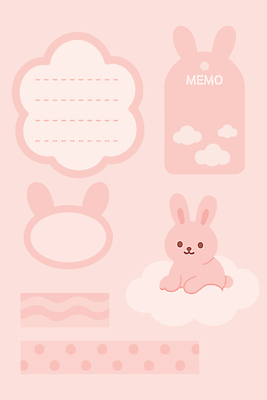 캐릭터 디자인 분홍색 백그라운드 스티커 일러스트 문구용품 그래픽 판타지 귀여움 토끼 메모지 오브젝트 손그림 클라우드서비스 Stationery 국내일러스트 일러캐릭터 AI파일 컬러 컨셉 포유류 상상 반려동물 사무용품 서비스 파일형식 벡터