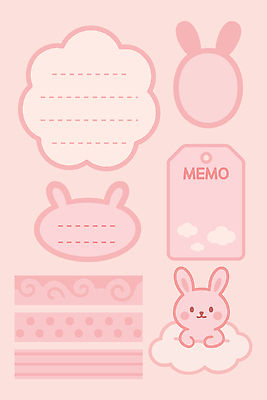 클립아트 동물 디자인 분홍색 백그라운드 스티커 패턴 일러스트 문구용품 일상 장식 귀여움 디지털 사무용품 토끼 메모지 포장지 아기자기 국내일러스트 AI파일 컬러 컨셉 무늬 포장 포유류 라이프 반려동물 오브젝트 파일형식 벡터