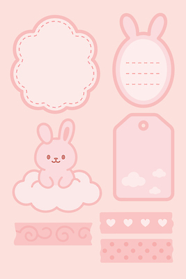 구름 디자인 기념일 분홍색 백그라운드 스티커 일러스트 장식 파티 꼬리표 귀여움 오브젝트 명판 솜사탕 아기토끼 국내일러스트 AI파일 자연요소 새끼 컬러 컨셉 디저트 이벤트 라벨 토끼 파일형식 벡터