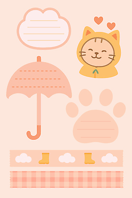 캐릭터 디자인 행복 컬러 백그라운드 패턴 일러스트 우산 아이디어 따뜻함 그래픽 반려동물 귀여움 고양이 발자국 감성 소프트 스타일 국내일러스트 일러캐릭터 AI파일 동물 감정 컨셉 무늬 포유류 자국 파일형식 벡터