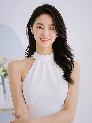 JPG 편집이미지 드레스 여자 패션 포즈 백그라운드 미소 촬영 공간 흰색 자신감 사진사 밝은색 뷰티풀 청순 의료성형뷰티 스타일 편집실사 AI인물포토 AI콘텐츠 옷 감정 컬러 컨셉 표정 사람 작가 CG 파일형식 AI포토