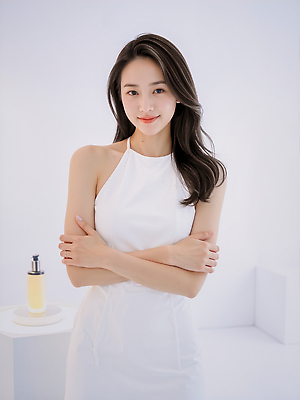 JPG 모델 편집이미지 여자 포즈 백그라운드 스튜디오 프레임 미소 상반신 뷰티 팔짱 스킨케어 의료성형뷰티 세련 편집실사 AI인물포토 AI콘텐츠 모션 표정 사람 CG 파일형식 AI포토