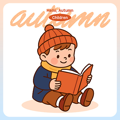 행복 어린이 컬러 일러스트 모션 자연 표정 사람 앉기 소년 일상 책 세계 독서 감상 기쁨 가을 편안함 스웨터 색감 국내일러스트 AI파일 계절 남자 감정 상의 라이프 감각 생태계 파일형식 벡터