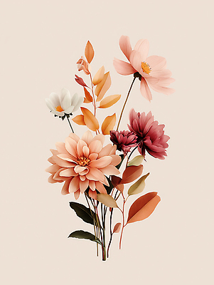 JPG 식물 디자인 꽃 감정 예술 컬러 꽃다발 백그라운드 잎 일러스트 자연 장식 감각 분위기 배열 화사함 조화 뷰티풀 정물화 국내일러스트 AI일러스트 AI콘텐츠 컨셉 그림 생태계 파일형식