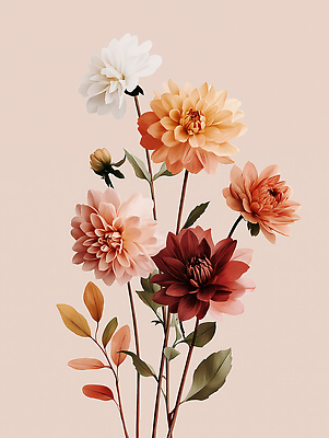 JPG 식물 디자인 꽃 여유 예술 벽 컬러 꽃다발 백그라운드 일러스트 자연 생명 풍경 장식 정원 화려 부드러움 화사함 조화 뷰티풀 국내일러스트 AI일러스트 AI콘텐츠 감정 컨셉 감각 생태계 파일형식