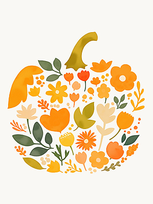 JPG 식물 디자인 꽃 예술 패턴 일러스트 자연 호박 수채화 한국 풍경 그래픽 장식 가을 심플 조화 뷰티풀 생동감 창의력 국내일러스트 AI일러스트 AI콘텐츠 계절 아시아 무늬 채소 생태계 파일형식