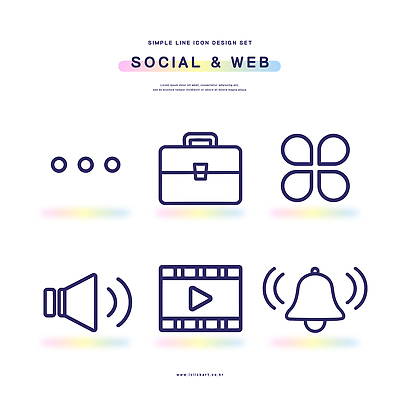 아이콘 디자인 그래픽 홈페이지 웹 소리 어플리케이션 알림 영상 소셜미디어 인터페이스 2D아이콘 AI파일 인터넷 파일형식 벡터