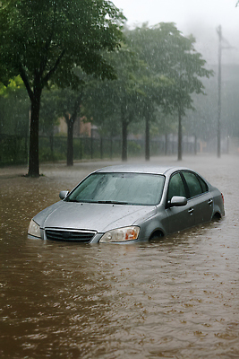 JPG 나무 편집이미지 도로 생각 자동차 날씨 안전 물 환경 피해 도시 홍수 자연재해 폭우 편집실사 AI포토 AI콘텐츠 자연요소 식물 길 육상교통 교통시설 CG 재해 파일형식