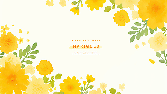 PSD 식물 디자인 꽃 백그라운드 일러스트 자연 따뜻함 밝음 장식 초록색 여름 노란색 분위기 장면 화사함 조화 뷰티풀 색감 매리골드 국내일러스트 계절 컬러 컨셉 생태계 파일형식