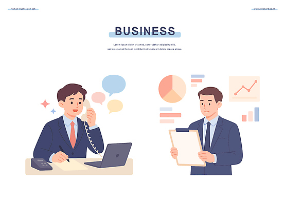 남자 일러스트 비즈니스 회의 커뮤니케이션 그래프 협력 대화 스마트폰 컴퓨터 사무실 자료 업무 작업 조직 회의실 문서 통화 서류판 국내일러스트 AI파일 모션 말하기 사람 전자제품 핸드폰 스마트기기 사무용품 파일형식 벡터