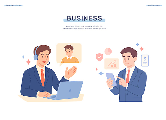 남자 일러스트 비즈니스 통신 그래프 협상 스마트폰 컴퓨터 사무실 헤드셋 자료 정보 업무 작업 전문직 고객 상담 전략 해결 소통 영상통화 국내일러스트 AI파일 직업 음향기기 컨셉 사람 전자제품 핸드폰 스마트기기 헤드폰 통화 파일형식 벡터