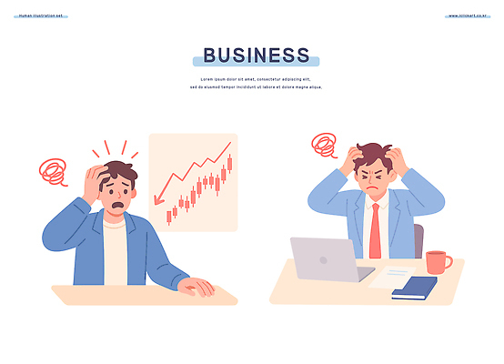 남자 일러스트 비즈니스 성공 그래프 스트레스 직장 컴퓨터 사무실 자료 기쁨 도전 업무 작업 비교 차 분석 기획 프로젝트 국내일러스트 AI파일 감정 음료 컨셉 회사 사람 전자제품 파일형식 벡터