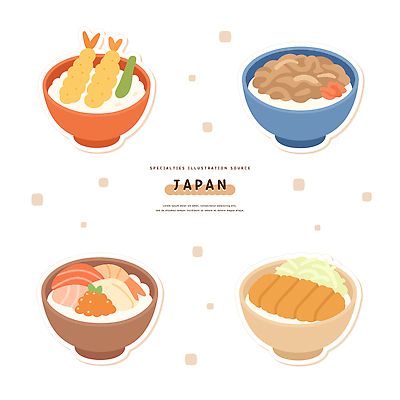 전통 계절 일러스트 재료 육류 어류 요리 식당 일본 식사 튀김 맛 덮밥 레시피 맛집 일본음식 간편조리식품 국내일러스트 AI파일 아시아 음식 컨셉 식재료 상점 수중동물 파일형식 벡터