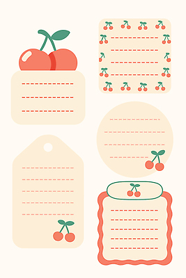 모양 디자인 스티커 패턴 일러스트 문구용품 장식 사무실 라벨 공책 기록 메모지 체리 크기 배열 오브젝트 그림 창의성 국내일러스트 AI파일 무늬 과일 비즈니스 프레임 사무용품 파일형식 벡터