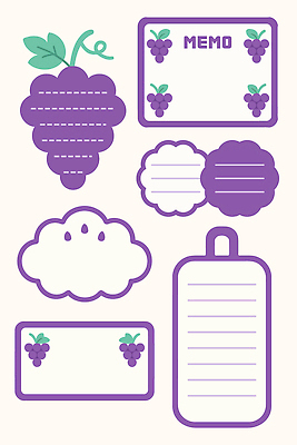 모양 디자인 컬러 패턴 일러스트 포도 문구용품 아이디어 장식 사무실 필기구 사무용품 공책 기록 메모지 공예 문서 꾸미기 창의성 아기자기 국내일러스트 AI파일 컨셉 무늬 과일 비즈니스 취미 오브젝트 파일형식 벡터