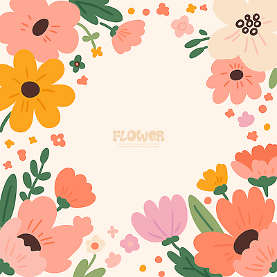 디자인 꽃 예술 백그라운드 패턴 일러스트 자연 풍경 그래픽 장식 다양 화려 화사함 조화 뷰티풀 색감 생동감 테마 국내일러스트 AI파일 식물 다수 컨셉 무늬 생태계 파일형식 벡터