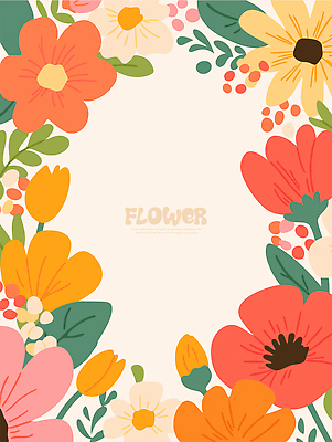 식물 디자인 꽃잎 꽃 컬러 백그라운드 일러스트 자연 해바라기 프레임 장식 장미 공간 튤립 중앙 뷰티풀 색채 생동감 테마 국내일러스트 AI파일 생태계 파일형식 벡터