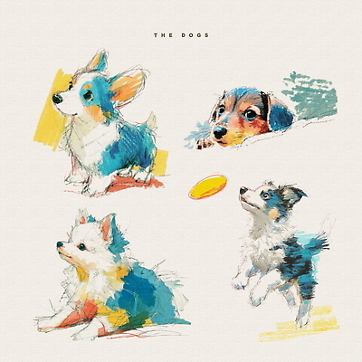 PSD 동물 시선 행복 예술 컬러 포즈 백그라운드 일러스트 털 반려동물 귀여움 강아지 그림 동물그림 생동감 창의성 특징 스타일 국내일러스트 감정 컨셉 개 파일형식