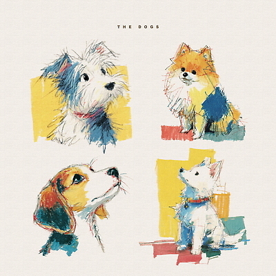 PSD 동물 디자인 컬러 백그라운드 일러스트 색연필 반려동물 표현 개 강아지 그림 비글 감성 셰퍼드 웰시코기 창의력 국내일러스트 컨셉 포유류 학용품 파일형식