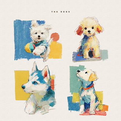 PSD 동물 예술 컬러 포즈 일러스트 반려동물 귀여움 다양 그리기 강아지 그림 작품 색감 아기자기 국내일러스트 다수 컨셉 모션 미술 개 파일형식