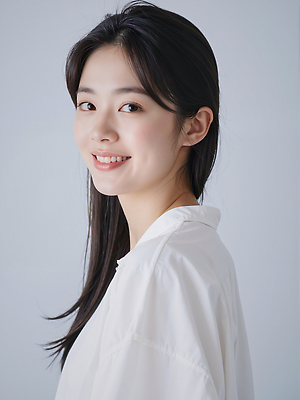 JPG 편집이미지 긴머리 헤어스타일 여자 패션 포즈 백그라운드 조명 미소 카메라 촬영 흰색 뷰티풀 프로필 의료성형뷰티 편집실사 AI인물포토 AI콘텐츠 컬러 표정 사람 전자제품 CG 파일형식 AI포토