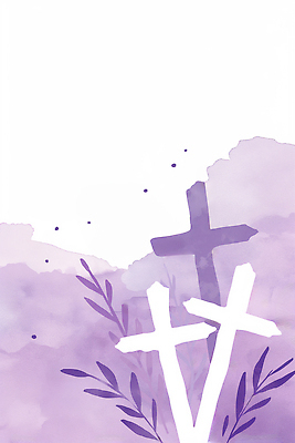 JPG 식물 디자인 종교 예술 컬러 백그라운드 십자가 잎 패턴 일러스트 수채화 장식 보라색 점 분위기 배열 모던 신성 뷰티풀 창의성 국내일러스트 AI일러스트 AI콘텐츠 컨셉 무늬 파일형식