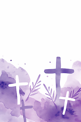 JPG 식물 디자인 감정 종교 예술 상징 백그라운드 십자가 잎 일러스트 자연 수채화 미술 평화 보라색 공백 감상 명상 뷰티풀 창의성 국내일러스트 AI일러스트 AI콘텐츠 컬러 컨셉 문화예술 생태계 파일형식