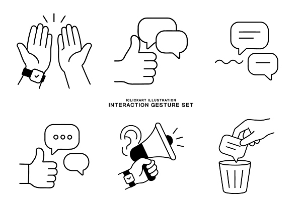 손 일러스트 말하기 대화 손짓 표현 메시지 군중 토론 오브젝트 긍정 소통 공감 관심 응답 의사소통 상호작용 국내일러스트 AI파일 컨셉 모션 사람 신체부위 파일형식 벡터