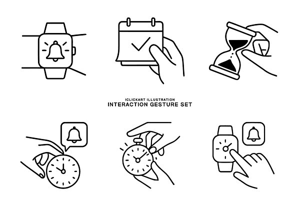 디자인 시계 일러스트 손짓 달력 도구 작업 체험 계획 알림 은행 그림 시간관리 설정 기능 스마트워치 사용방법 상호작용 국내일러스트 AI파일 컨셉 모션 금융 스마트기기 방법 웨어러블 파일형식 벡터