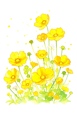 JPG 식물 꽃 감정 컬러 일러스트 자연 하늘 풍경 잔디 햇빛 노란색 정원 봄 조화 금계국 기온 만개 뷰티풀 생동감 풀꽃 국내일러스트 AI일러스트 AI콘텐츠 계절 날씨 태양 생태계 파일형식