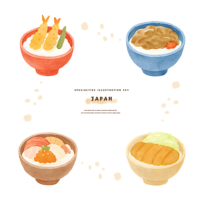 PSD 전통 그릇 문화 예술 음식 컬러 일러스트 재료 디저트 요리 장식 일본 식사 초밥 튀김 맛 덮밥 레시피 국내일러스트 식기 아시아 컨셉 일본음식 파일형식