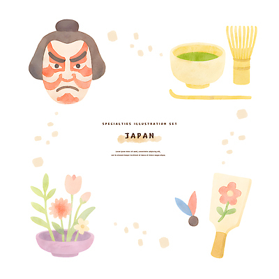 PSD 전통 디자인 꽃 문화 예술 일러스트 수채화 장식 정원 일본 도자기 차 오브젝트 그림 민속 색채 유카타 일본음식 국내일러스트 식물 아시아 음료 음식 일본전통의상 파일형식