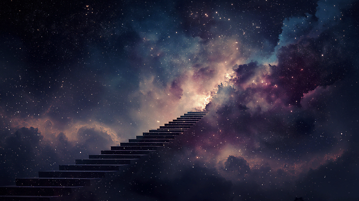 JPG 구름 편집이미지 별 컬러 자연 풍경 빛 우주 계단 공간 신비 마법 뷰티풀 이미지편집 AI컴퓨터그래픽 AI콘텐츠 자연요소 컨셉 생태계 파일형식