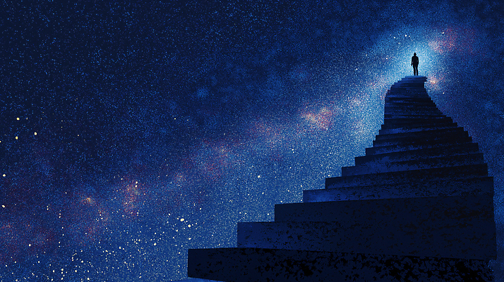 JPG 편집이미지 상상 밤하늘 사람 풍경 평화 우주 계단 꿈 에너지 성장 신비 비전 조화 별빛 이미지편집 AI컴퓨터그래픽 AI콘텐츠 별 컨셉 하늘 빛 야간 파일형식