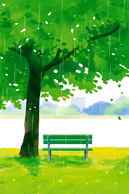 JPG 나무 공원 여유 잎 벤치 일러스트 자연 날씨 휴식 풍경 일상 초록색 여름 평화 산책 습기 신선 도심 시원함 소음 국내일러스트 AI일러스트 AI콘텐츠 식물 계절 공공시설 감정 컬러 컨셉 의자 라이프 소리 도시 생태계 파일형식