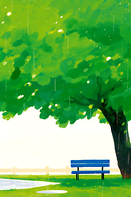 JPG 나무 식물 여유 잎 벤치 일러스트 자연 휴식 풍경 야외 일상 파란색 햇빛 평화 정원 산책 도시 국내일러스트 AI일러스트 AI콘텐츠 감정 컬러 컨셉 의자 라이프 태양 생태계 파일형식