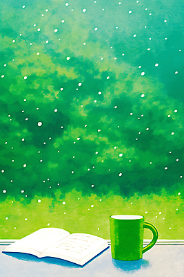 JPG 식물 백그라운드 겨울 일러스트 창문 자연 탁자 하늘 실내 풍경 책 컵 초록색 독서 눈송이 분위기 차 편안함 조용 소음 국내일러스트 AI일러스트 AI콘텐츠 식기 계절 음료 컬러 가구 컨셉 눈_날씨 내부 소리 감각 생태계 파일형식