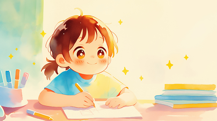 JPG 학생 행복 어린이 일러스트 모션 놀이 색연필 학습 방 도구 시간 일기 묘기 책상 즐거움 그림 만들기 상상력 창의력 국내일러스트 AI일러스트 AI콘텐츠 교육 감정 가구 학용품 사람 파일형식