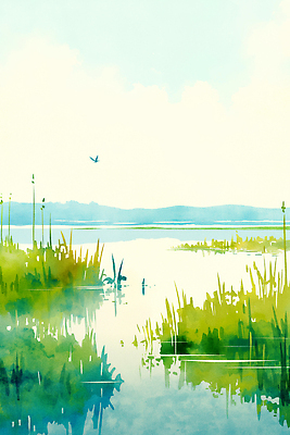 JPG 식물 호수 야생동물 일러스트 자연 하늘 풍경 초록색 물 여름 반사 평화 수면 수중식물 숲 생태계 조용 멀리 드넓은 뷰티풀 청명 국내일러스트 AI일러스트 AI콘텐츠 자연요소 동물 계절 컬러 컨셉 파일형식