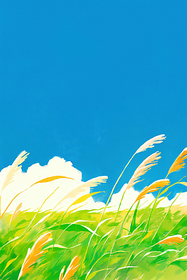 JPG 구름 여유 일러스트 자연 필드 바람 갈대 풍경 잔디 여름 평화 맑음 감상 시골 신선 흔들림 뷰티풀 생동감 국내일러스트 AI일러스트 AI콘텐츠 자연요소 식물 계절 감정 컨셉 모션 날씨 생태계 파일형식