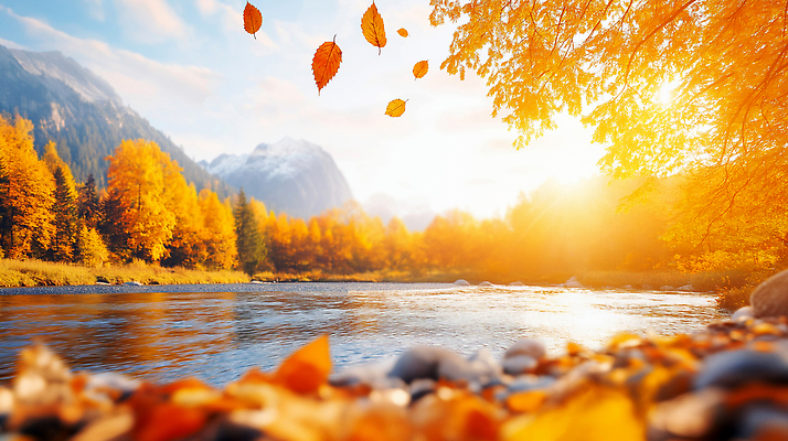 JPG 나무 편집이미지 단풍 잎 자연 아침 나뭇잎 산 풍경 물 강 햇빛 평화 소리 흐름 가을 나뭇가지 가을여행 색감 편집실사 AI포토 AI콘텐츠 주간 자연요소 식물 계절 여행 컨셉 태양 CG 생태계 파일형식 가을_계절